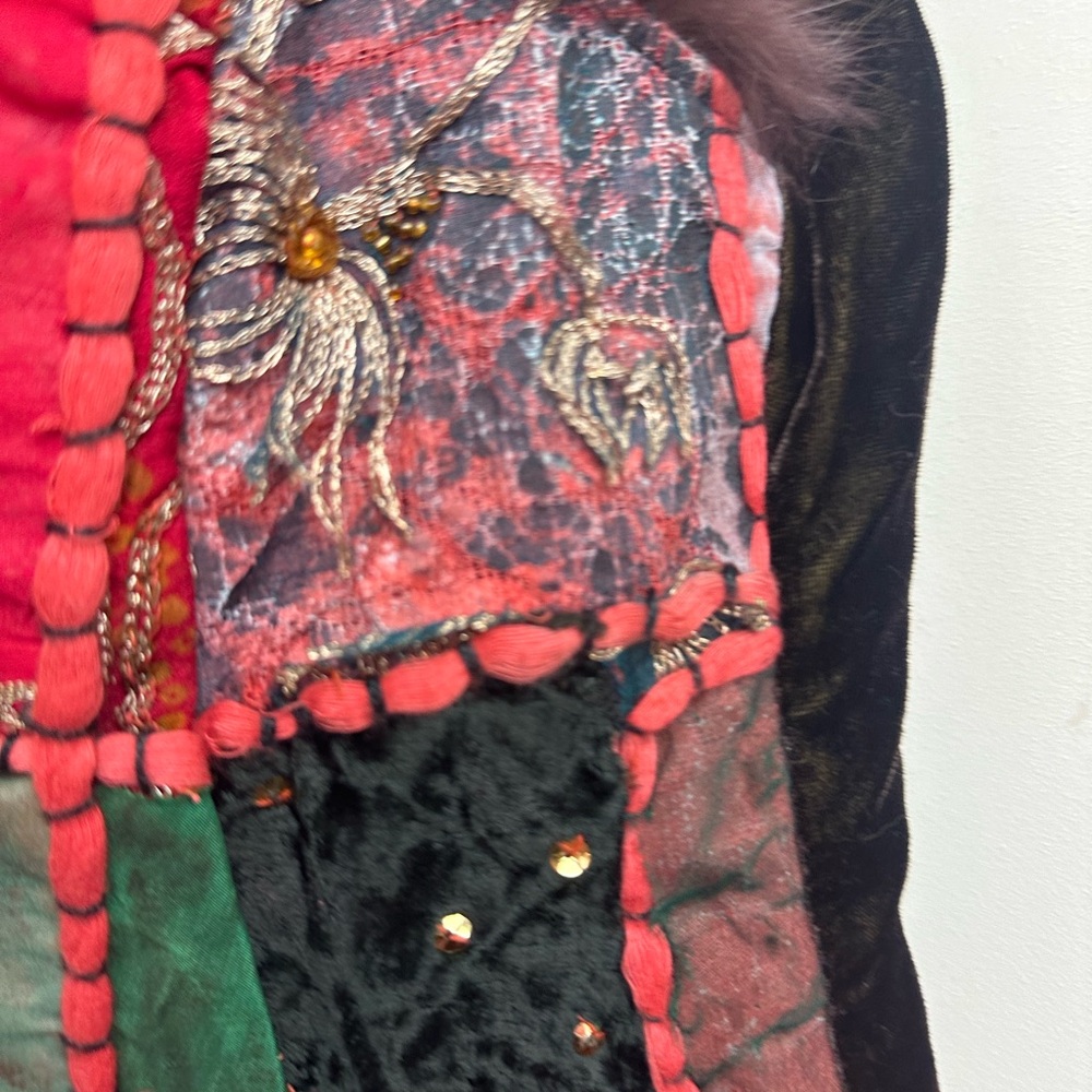 Red Moon Multicolored Patchwork Furtrim Sequin Em… - image 8